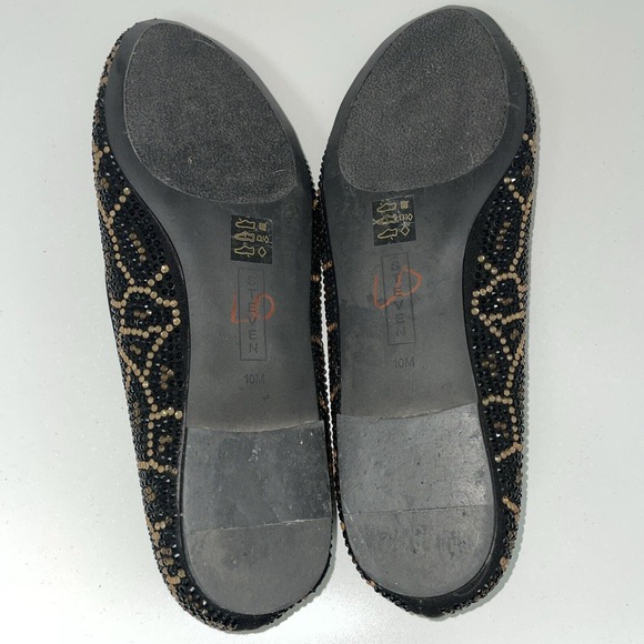 Steven Steve Madden Flats Loafers Size 10 Rhinestone Black Gold Bronze Madee-R - Picture 7 of 9